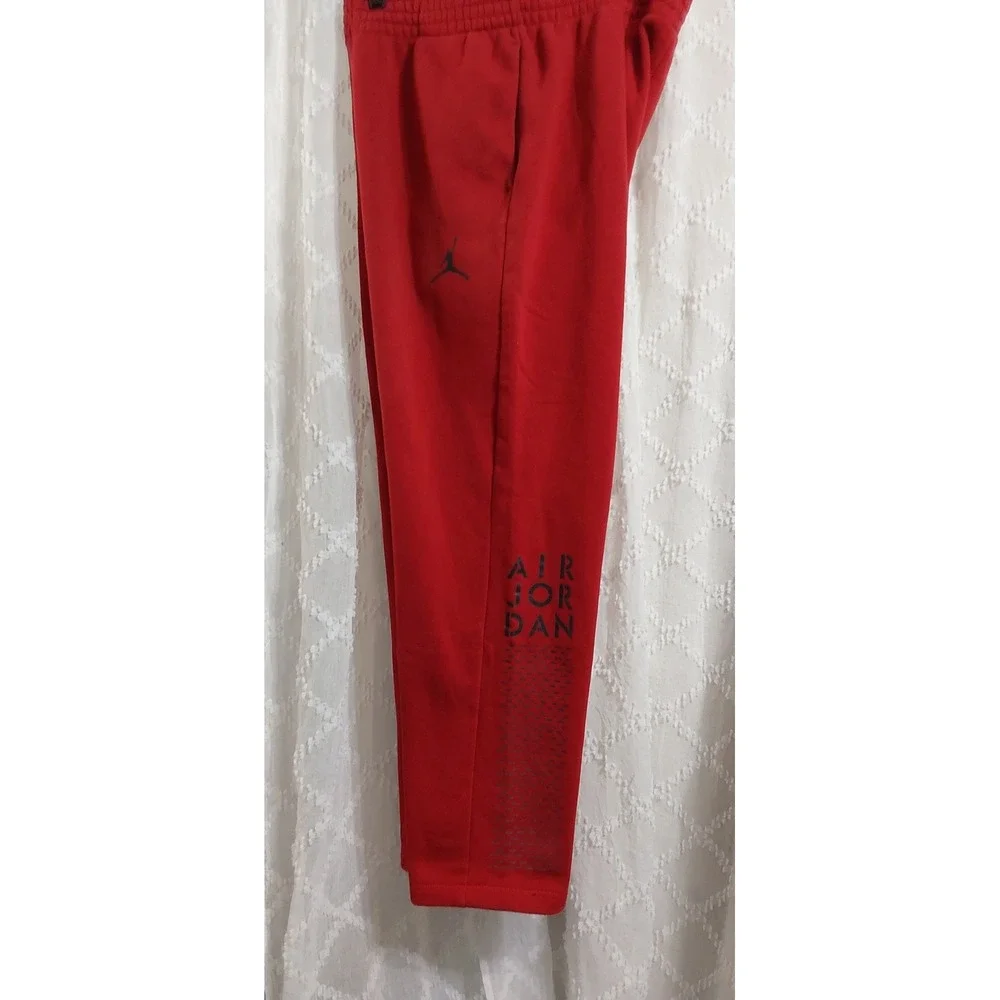 Jordan Mens Red Fleece Joggers Jumpman Graphic Sweatpants Large